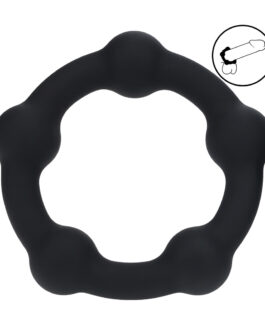 Kralen Siliconen Cockring – L – 45mm – Zwart