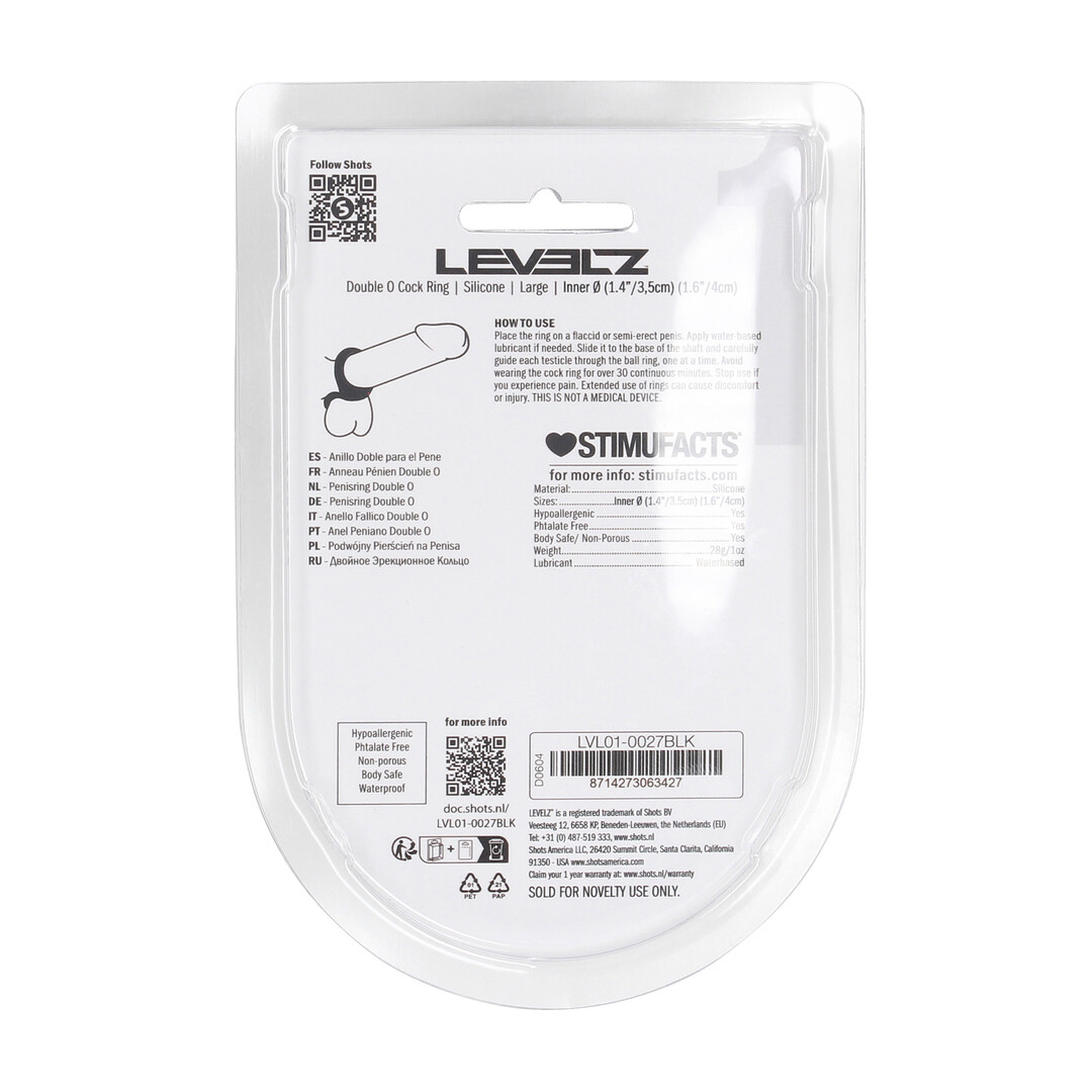 Double O Siliconen Cockring - L - Zwart - Afbeelding 3