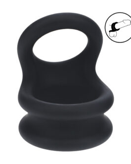 Brede Dubbele O Siliconen Cockring – L – Zwart