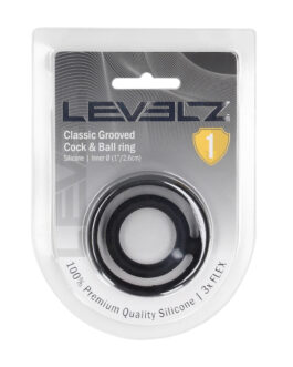 Classic Grooved Silicone Penis- en Ballenring – Zwart