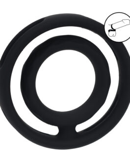 Classic Grooved Silicone Penis- en Ballenring – Zwart