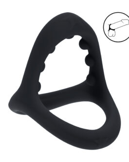 Zachte Kraal Grip Siliconen Penis- en Ballenring – Zwart