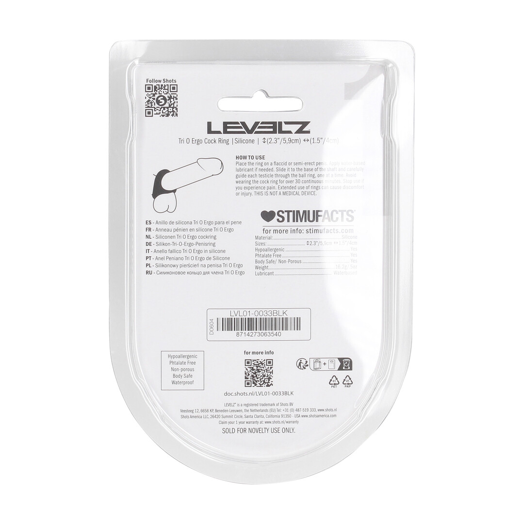 Tri O Ergo Siliconen Cockring - Zwart - Afbeelding 3