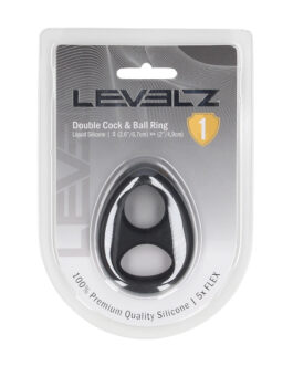 Dubbele Vloeibare Siliconen Penis- en Balring – Zwart