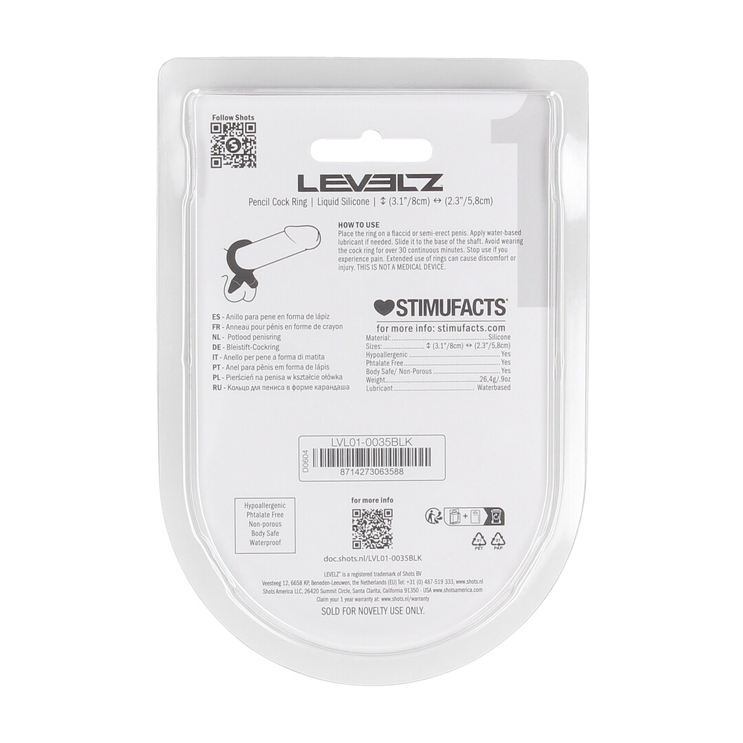 Pencil Liquid Silicone Cockring - Zwart - Afbeelding 3