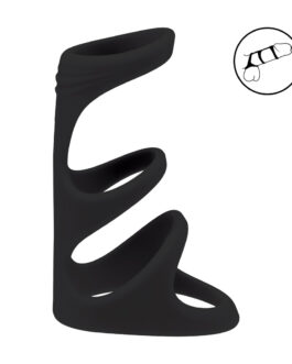 3 Lussen Siliconen Cockring – Zwart