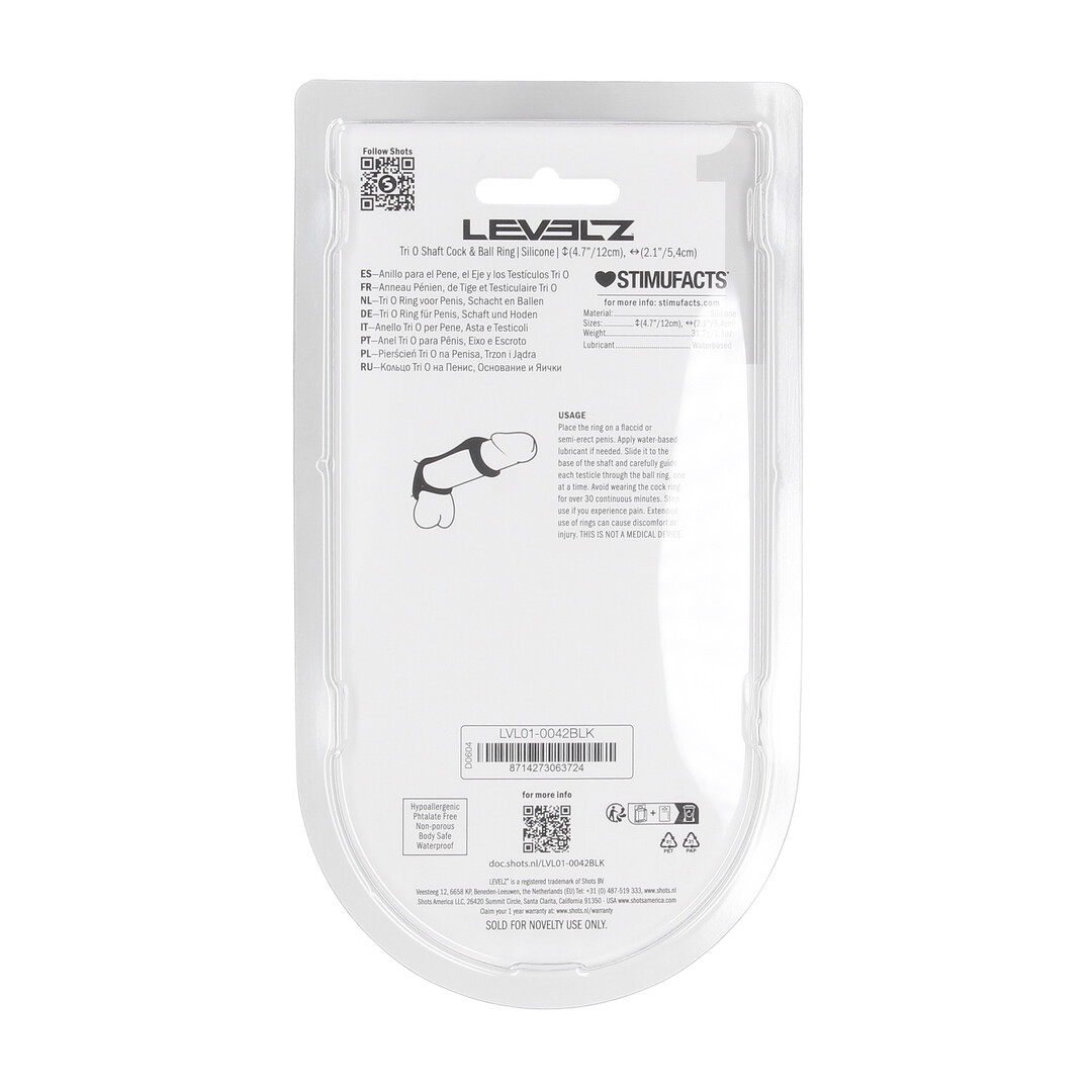 Tri O Siliconen Schacht Cock- en Ballenring - Zwart - Afbeelding 3
