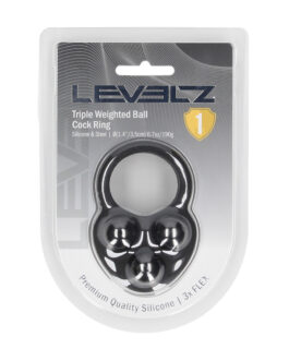 Vloeibare Siliconen Drievoudig Gewogen Bal Cockring – Zwart