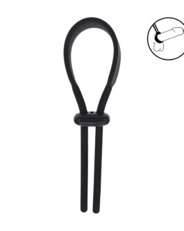 Brede Verstelbare Siliconen Lasso Cockring – 5mm – Zwart