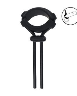 Afneembare Brede Verstelbare Siliconen Lasso Cockring – 5mm – Zwart