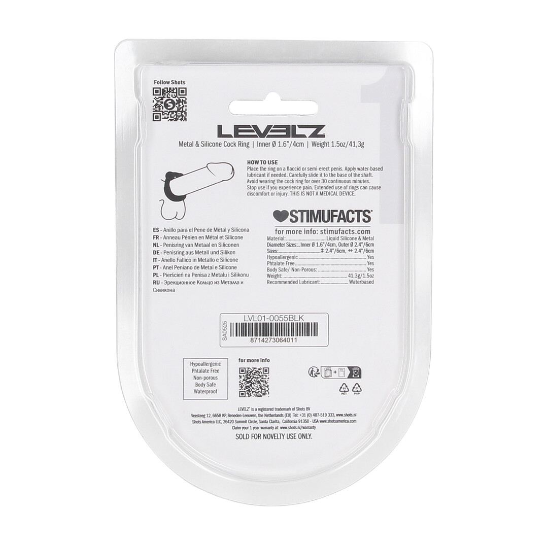 Metaal en Siliconen Cockring - Zwart - Afbeelding 3