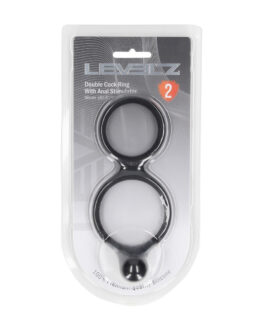 Siliconen Dubbele Cockring met Anale Stimulator – Zwart