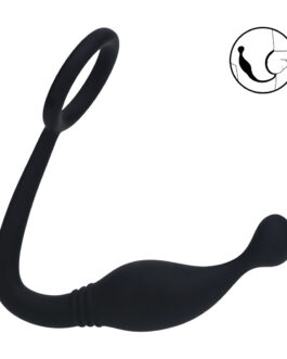 Siliconen Cockring met Prostaatstimulator – M – Zwart