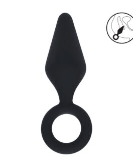 Siliconen Anale Plug met Luss – S – Zwart