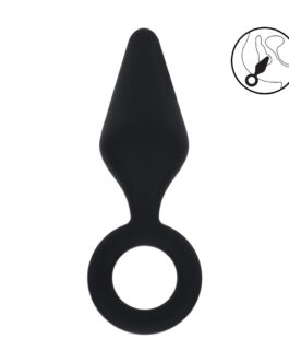 Siliconen Anale Plug met Lus – L – Zwart