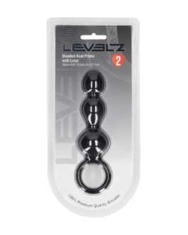 Kralen Silikon Anale Probe met Lus – Zwart