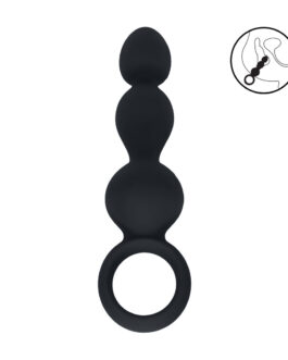Kralen Silikon Anale Probe met Lus – Zwart