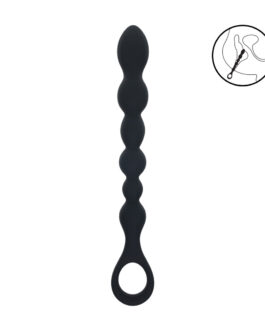 Kralen Slang Silicone Anale Probe met Lus – Zwart