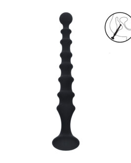 Geribbelde Siliconen Flared Anale Probe – Zwart