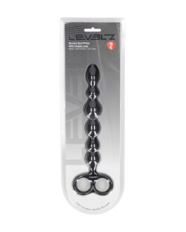Kralen Siliconen Anale Probe met Dubbele Lus – Zwart