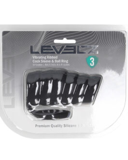 Vibrerende Geribbelde Siliconen Cock Sleeve en Ball Ring – Zwart