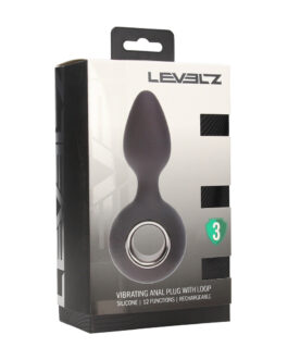 Vibrerende Siliconen Anale Plug met Lus – Zwart