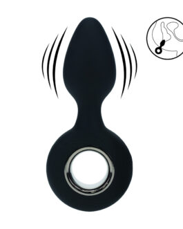 Vibrerende Siliconen Anale Plug met Lus – Zwart