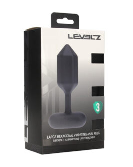 Hexagonale Vibrerende Siliconen Anale Plug – L – Zwart