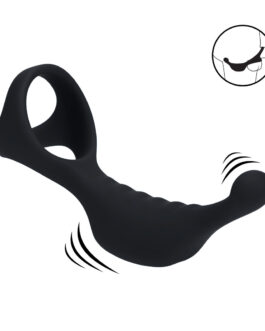 Vibrerende Siliconen Prostaat Stimulator met Tri O Cockring - Zwart
