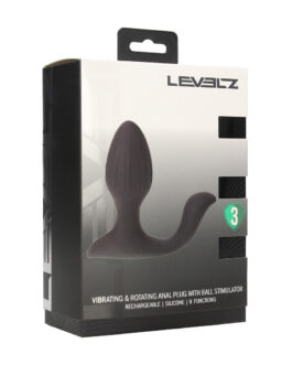 Vibrerende en Draaiende Siliconen Anale Plug met Bal Stimulator – Zwart