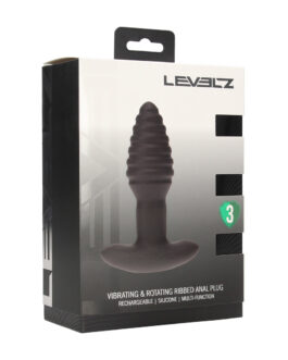 Vibrerende en Draaiende Geribbelde Siliconen Anale Plug – Zwart