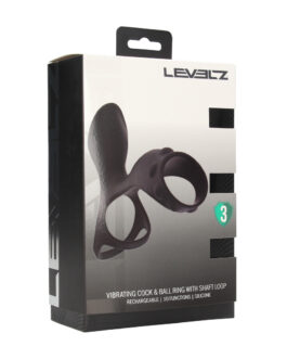 Vibrerende Siliconen Cock- en Ballenring met Schachtlus – Zwart