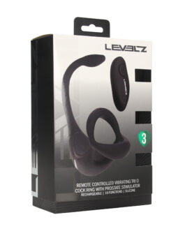 Afstandsbediening Vibrerende Siliconen Tri O Cockring met Prostaatstimulator – Zwart