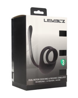 Dubbele Motor Siliconen Cockring met Prostaat Stimulator – Zwart