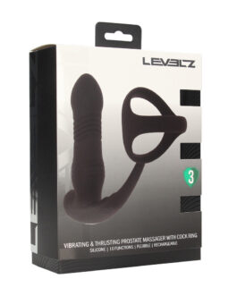 Vibrerende en Duwende Siliconen Prostaatmassager met Tri O Cockring – Zwart