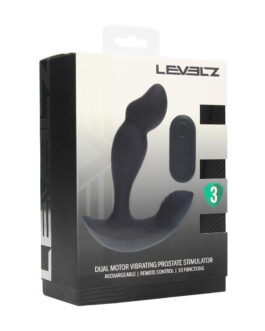 Dual Motor Afstandsbediening Dual Motor Vibrerende Vloeibare Siliconen Prostaat Stimulator – Zwart