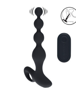 Afstandsbediening Parels Vibrerende Siliconen Anale Plug – Zwart