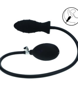 Geribbelde Opblaasbare Siliconen Anale Plug – Zwart