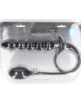 Kralen Opblaasbare Siliconen Anale Plug – Zwart