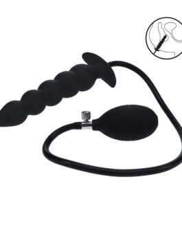 Kralen Opblaasbare Siliconen Anale Plug – Zwart