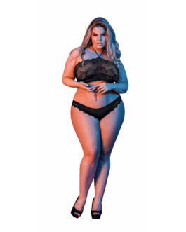 Halter Bandeaux en Panty Set – 2X – Zwart