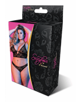 Ondersteunde Bralette en Panty Set – 2X – Zwart