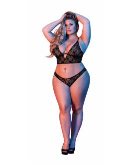 Ondersteunde Bralette en Panty Set – 2X – Zwart