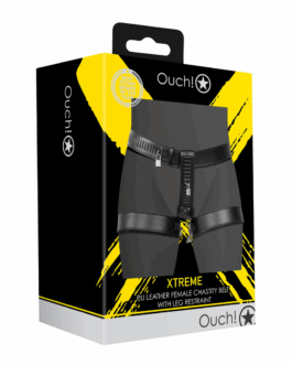 PU Lederen Vrouwelijke Kuisheidsriem met Beenbeperking – Zwart