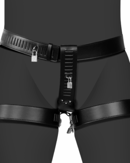 PU Lederen Vrouwelijke Kuisheidsriem met Beenbeperking – Zwart