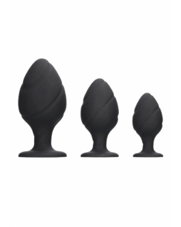 Gedraaid Butt Plug Set – Zwart