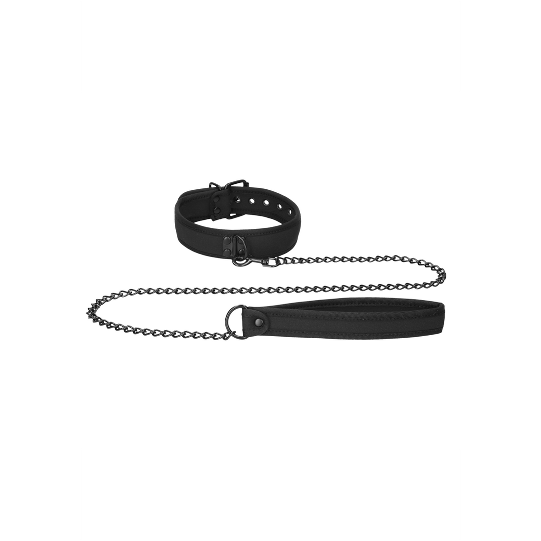 Neopreen Halsband met Leash - Afbeelding 4