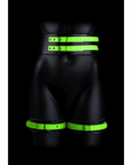 Dijbanden met riem en handboeien - Glow in the Dark - L/XL