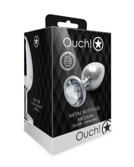 Ronde Gem Butt Plug – Medium – Zilver/Diamant