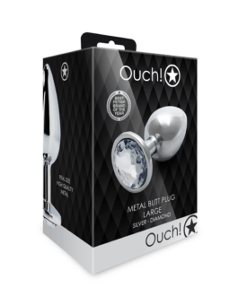 Ronde Edelsteen Butt Plug – Groot – Zilver/Diamant